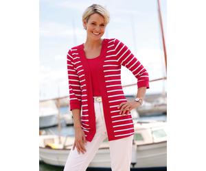 Shirtjacke CLASSIC BASICS "Shirtjacke", Damen, Gr. 38, weiß (rot, weiß, gestreift), 95% Viskose, 5% Elasthan, gemustert, mehrfarbig, Shirts Shirtjacke (44987962-38) rot, weiß, gestreift