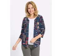 Shirtjacke CLASSIC BASICS "Shirtjacke", Damen, Gr. 44, marine, topas, bedruckt, 100% Baumwolle, ethno, gemustert, mehrfarbig, V-Ausschnitt, Shirts Shirtjacke (59856524-44) marine, topas, bedruckt