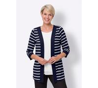 Shirtjacke CLASSIC BASICS "Shirtjacke", Damen, Gr. 46, blau (marine, weiß, gestreift), 95% Viskose, 5% Elasthan, gemustert, mehrfarbig, Shirts Shirtjacke (21702620-46) marine, weiß, gestreift