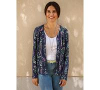 Shirtjacke CLASSIC BASICS "Shirtjacke", Damen, Gr. 46, bunt (marine, altrosa, bedruckt), 100% Baumwolle, bedruckt, geblümt, gemustert, mehrfarbig, V-Ausschnitt, Shirts Shirtjacke (79901415-46) marine,