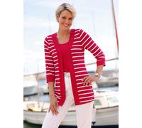 Shirtjacke CLASSIC BASICS "Shirtjacke", Damen, Gr. 46, weiß (rot, weiß, gestreift), 95% Viskose, 5% Elasthan, gemustert, mehrfarbig, Shirts Shirtjacke (44987962-46) rot, weiß, gestreift