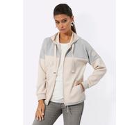 Shirtjacke CREATION L "Modal-Mix-Shirtjacke", Damen, Gr. 44, beige (silberfarben, elfenbein), 50% Modal, 44% Polyester, 6% Elasthan, Einsatz:4% Elasthan, 54% Polyester, 20% Viskose, 22% metallisierte