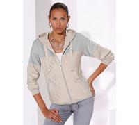 Shirtjacke CREATION L "Modal-Mix-Shirtjacke", Damen, Gr. 46, beige (silberfarben, elfenbein), 50% Modal, 44% Polyester, 6% Elasthan, Einsatz:4% Elasthan, 54% Polyester, 20% Viskose, 22% metallisierte
