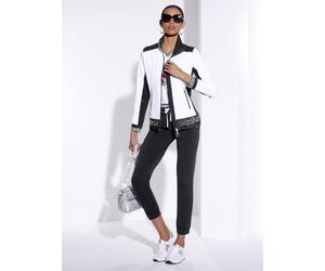 Shirtjacke CREATION L "Shirtjacke", Damen, Gr. 36, weiß, schwarz, 75% Polyamid, 25% Elasthan, gemustert, unifarben, Shirts Shirtjacke (33318501-36) weiß, schwarz