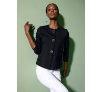 Shirtjacke CREATION L "Shirtjacke", Damen, Gr. 38, schwarz, 85% Lyocell, 10% Polyamid, 5% Elasthan, unifarben, Rundhals, Shirts Shirtjacke (89173548-38) schwarz