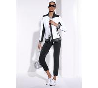 Shirtjacke CREATION L "Shirtjacke", Damen, Gr. 40, weiß, schwarz, 75% Polyamid, 25% Elasthan, unifarben, Shirts Shirtjacke (33318501-40) weiß, schwarz