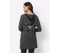 Shirtjacke HEINE "Sweatshirtjacke", Damen, Gr. 38, grau (graphit, meliert), 70% Polyester, 30% Baumwolle, gemustert, unifarben, Shirts Shirtjacke (61913555-38) graphit, meliert