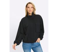 Shirtjacke HEINE "Jersey-Jacke", Damen, Gr. 44, schwarz, 50% Modal, 44% Polyester, 6% Elasthan, unifarben, Shirts Shirtjacke (85509555-44) schwarz