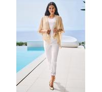Shirtjacke HEINE "Shirtjacke", Damen, Gr. 2, beige (goldfarben), 66% Polyester, 28% metallisierte Fasern, 6% Elasthan, gemustert, mehrfarbig, Shirts Shirtjacke (15011624-2) goldfarben