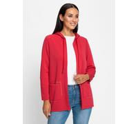 Shirtjacke HEINE "Shirtjacke", Damen, Gr. 38, lila (erdbeere), 50% Modal, 44% Polyester, 6% Elasthan, unifarben, V-Ausschnitt, Shirts Shirtjacke (35231905-38) erdbeere