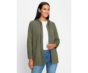 Shirtjacke HEINE "Shirtjacke", Damen, Gr. 40, grün (khaki), 50% Modal, 44% Polyester, 6% Elasthan, unifarben, V-Ausschnitt, Shirts Shirtjacke (53942028-40) khaki