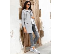 Shirtjacke HEINE "Shirtjacke", Damen, Gr. 42, grau, meliert, 83% Polyester, 12% Viskose, 5% Elasthan, unifarben, V-Ausschnitt, Shirts Shirtjacke (55234430-42) grau, meliert
