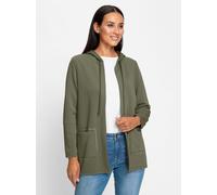 Shirtjacke HEINE "Shirtjacke", Damen, Gr. 44, grün (khaki), 50% Modal, 44% Polyester, 6% Elasthan, unifarben, V-Ausschnitt, Shirts Shirtjacke (53942028-44) khaki