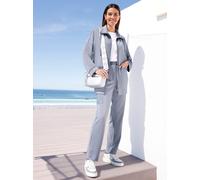 Shirtjacke HEINE "Sweatshirtjacke", Damen, Gr. 42, grau (taubenblau), 50% Modal, 44% Polyester, 6% Elasthan, unifarben, Shirts Shirtjacke (30581460-42) taubenblau