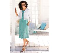 Shirtjacke INSPIRATIONEN "Shirtbolero", Damen, Gr. 38, beige (ecru), 98% Polyester, 2% Elasthan, unifarben, V-Ausschnitt, Shirts Shirtjacke (14704949-38) ecru