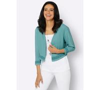 Shirtjacke INSPIRATIONEN "Shirtbolero", Damen, Gr. 46, grün (salbei), 98% Polyester, 2% Elasthan, unifarben, V-Ausschnitt, Shirts Shirtjacke (11101202-46) salbei