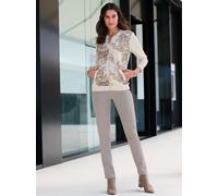 Shirtjacke INSPIRATIONEN "Shirtjacke", Damen, Gr. 38, beige (elfenbein, beige, bedruckt), 62% Polyester, 33% Viskose, 5% Elasthan, gemustert, mehrfarbig, Rundhals, Shirts Shirtjacke (99632168-38) elfe