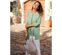 Shirtjacke INSPIRATIONEN "Shirtjacke", Damen, Gr. 40, grün (eucalyptus), 78% Polyester, 14% Viskose, 8% Elasthan, unifarben, Rundhals, Shirts Shirtjacke (33233109-40) eucalyptus