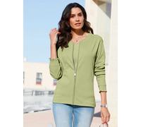 Shirtjacke INSPIRATIONEN "Shirtjacke", Damen, Gr. 40, grün (lindgrün), 95% Baumwolle, 5% Elasthan, unifarben, Rundhals, Shirts Shirtjacke (19336814-40) lindgrün