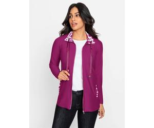 Shirtjacke INSPIRATIONEN "Shirtjacke", Damen, Gr. 42, lila (magenta, ecru, gemustert), 92% Polyester, 8% Elasthan, gemustert, mehrfarbig, unifarben, Shirts Shirtjacke (15254016-42) magenta, ecru, gemu