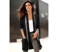 Shirtjacke INSPIRATIONEN "Shirtjacke", Damen, Gr. 46, grau (schwarz, grau, meliert), 80% Baumwolle, 20% Polyester, gemustert, mehrfarbig, V-Ausschnitt, Shirts Shirtjacke (93875424-46) schwarz, grau, m