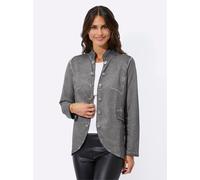 Shirtjacke INSPIRATIONEN "Sweatjacke", Damen, Gr. 38, grau, 100% Baumwolle, gemustert, unifarben, Shirts Shirtjacke (59929637-38) grau