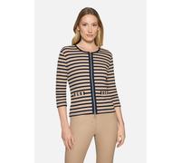 Shirtjacke BETTY BARCLAY "Damen mit Rippenstruktur", Damen, Gr. 36, beige, dunkelblau, Rippware, Obermaterial: 95% Baumwolle, 5% Elasthan, tailliert normal, Rundhals, Shirts Shirtjacke (29784302-36) b