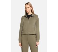 Sweatjacke BETTY BARCLAY "Damen mit Rippenstruktur", Damen, Gr. 44, dusty olive, Sweatware, Obermaterial: 54% Viskose, 40% Polyester, 6% Elasthan, figurumspielend normal, Sweatjacken Sweatjacke (46041