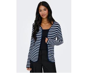 Shirtjacke ONLY "ONLBIRGITTE L/S CARDIGAN JRS", Damen, Gr. XS, naval academy stripes:cloud dancer, Jersey, Obermaterial: 69% Viskose, 30% Polyester, 1% Elasthan, gestreift, regular fit, Rundhals, Shir