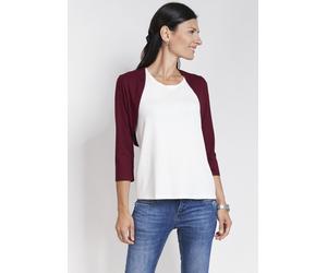 Shirtjacke SEIDEL MODEN, Damen, Gr. 38, rot (bordeaux), Jersey, Obermaterial: 95% Viskose, 5% Elasthan, kontrastfarbene Details, figurbetont normal, Rundhals, eingesetzt abgesteppt, Shirts Shirtjacke,