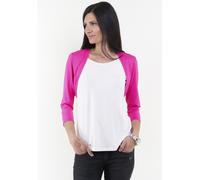 Shirtjacke SEIDEL MODEN, Damen, Gr. 52, pink, Jersey, Obermaterial: 95% Viskose, 5% Elasthan, kontrastfarbene Details, figurbetont normal, Rundhals, eingesetzt abgesteppt, Shirts Shirtjacke, mit 3/4 Ä