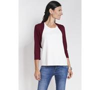 Shirtjacke SEIDEL MODEN, Damen, Gr. 52, rot (bordeaux), Jersey, Obermaterial: 95% Viskose, 5% Elasthan, kontrastfarbene Details, figurbetont normal, Rundhals, eingesetzt abgesteppt, Shirts Shirtjacke,