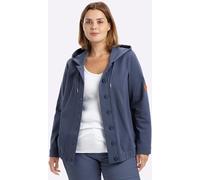 Shirtjacke SHEEGO "Blouson", Damen, Gr. 58, rauchblau, 66% Baumwolle, 30% Polyamid, 4% Elasthan, unifarben, Shirts Shirtjacke (11413269-58) rauchblau