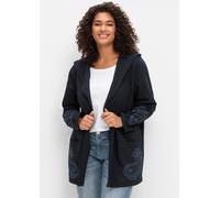 Shirtjacke SHEEGO BY JOE BROWNS "Sweatjacke", Damen, Gr. 52/54, blau (dunkelblau), 95% Baumwolle, 5% Elasthan, gemustert, mehrfarbig, Shirts Shirtjacke (69906015-52) dunkelblau