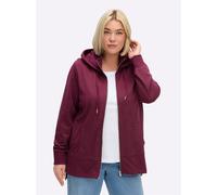 Shirtjacke SHEEGO "Sweatjacke", Damen, Gr. 52/54, bordeaux, 100% Baumwolle, unifarben, Shirts Shirtjacke (59204430-52) bordeaux