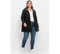 Shirtjacke SHEEGO "Sweatjacke", Damen, Gr. 52/54, schwarz, 100% Baumwolle, Kapuzenfutter:100% Baumwolle, gemustert, unifarben, Shirts Shirtjacke (96937145-52) schwarz