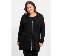 Shirtjacke SHEEGO "Sweatjacke", Damen, Gr. 52/54, schwarz, 50% Baumwolle, 50% Modal, unifarben, Shirts Shirtjacke (87455820-52) schwarz