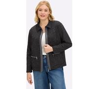 Shirtjacke SHEEGO "Sweatjacke", Damen, Gr. 52/54, schwarz (schwarz, gemustert), 57% Polyester, 28% Viskose, 9% Elasthan, 6% metallisierte Fasern, unifarben, Shirts Shirtjacke (42841725-52) schwarz, ge