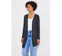 Shirtjacke STREET ONE, Damen, Gr. 36, blau (deepwater blau), Strick, Obermaterial: 92% Viskose, 8% Elasthan, unifarben, regular fit Po-bedeckend, Rundhals, Shirts Shirtjacke, ohne Verschluss (95666949