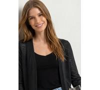 Cardigan STREET ONE, Damen, Gr. 36, schwarz, Stoff, 91% Viskose, 9% Elasthan, unifarben, comfort fit normal, ohne Ausschnitt, normaler Saum, Strickjacken, mit 3/4 Ärmeln (89994535-36) schwarz