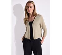 Shirtjacke STREET ONE "Style Suse", Damen, Gr. 44, coastal beige, Jersey, Obermaterial: 91% Viskose, 9% Elasthan, unifarben, regular fit taillenbedeckt, V-Ausschnitt, gerader Abschluss, Shirts Shirtja