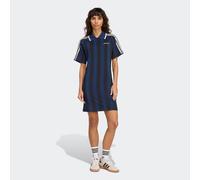 Shirtkleid ADIDAS ORIGINALS "FOOTIE DRESS", Damen, Gr. XXL, N-Gr, night indigo, Obermaterial: 86% Polyester, 14% Elasthan, Kleider Shirtkleid, sportlicher Look, vom Fußball inspirierter Allover-Print 