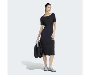 Shirtkleid ADIDAS SPORTSWEAR "ADIDAS KIT SMALL LOGO RIB DRESS", Damen, Gr. XS, N-Gr, schwarz, Obermaterial: 46% Baumwolle, 45% Viskose, 9% Elasthan, Kleider Shirtkleid, Ripp-Optik, hochwertiges Trageg