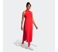 adidas Damen Essentials 3-Stripes Long Racerback Dress, Pure Ruby/Black, M