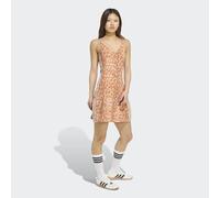 Shirtkleid ADIDAS SPORTSWEAR "SEASONAL ESSENTIALS MIT LEOPARDENPRINT UND 3-STREIFEN", Damen, Gr. S, N-Gr, braun (multicolor, wonder aluminium), Obermaterial: 90% Baumwolle, 10% Elasthan, Kleider Shirt