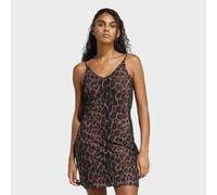 Shirtkleid ADIDAS SPORTSWEAR "SEASONAL ESSENTIALS MIT LEOPARDENPRINT UND 3-STREIFEN", Damen, Gr. S, N-Gr, multicolor, earth strata, Obermaterial: 90% Baumwolle, 10% Elasthan, Kleider Shirtkleid (83593