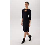 Shirtkleid ANISTON SELECTED, Damen, Gr. 42, N-Gr, schwarz, Milano Rib, Obermaterial: 85% Viskose, 10% Polyester, 5% Elasthan, unifarben, figurumspielend kniebedeckend, Rundhals, Kleider Shirtkleid, gr