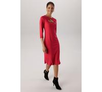 Shirtkleid ANISTON SELECTED, Damen, Gr. 48, N-Gr, rot, Milano Rib, Obermaterial: 85% Viskose, 10% Polyester, 5% Elasthan, figurumspielend kniebedeckend, Rundhals, Kleider Shirtkleid, großzügiger Cut-O
