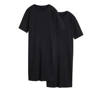 Shirtkleid BONPRIX "Oversize-T-Shirtkleid aus reiner Baumwolle (2er Pack)", Damen, Gr. 40/42 (M), N-Gr, schwarz (schwarz, schwarz), Jersey, Obermaterial: 100% Baumwolle, unifarben, oversize kniefrei, 