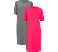 Shirtkleid BONPRIX "Oversize-T-Shirtkleid aus reiner Baumwolle (2er Pack)", Damen, Gr. 56/58 (XXXL), N-Gr, rosa (hibiskuspink, grau meliert), Jersey, Obermaterial: 70% Baumwolle, 30% Viskose, meliert,